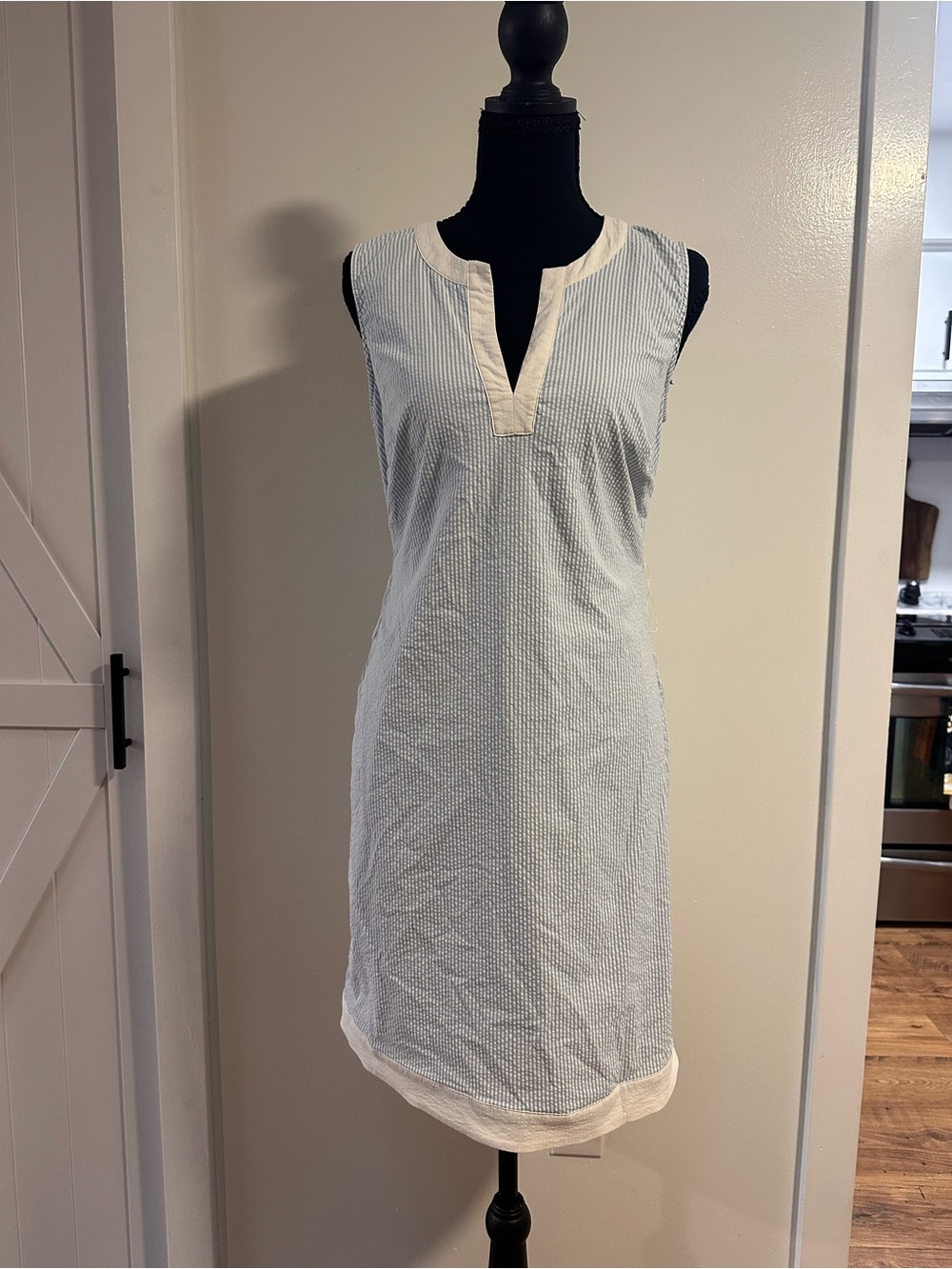 Simply Southern Light Blue and White Sleeveless Seersucker Chemise